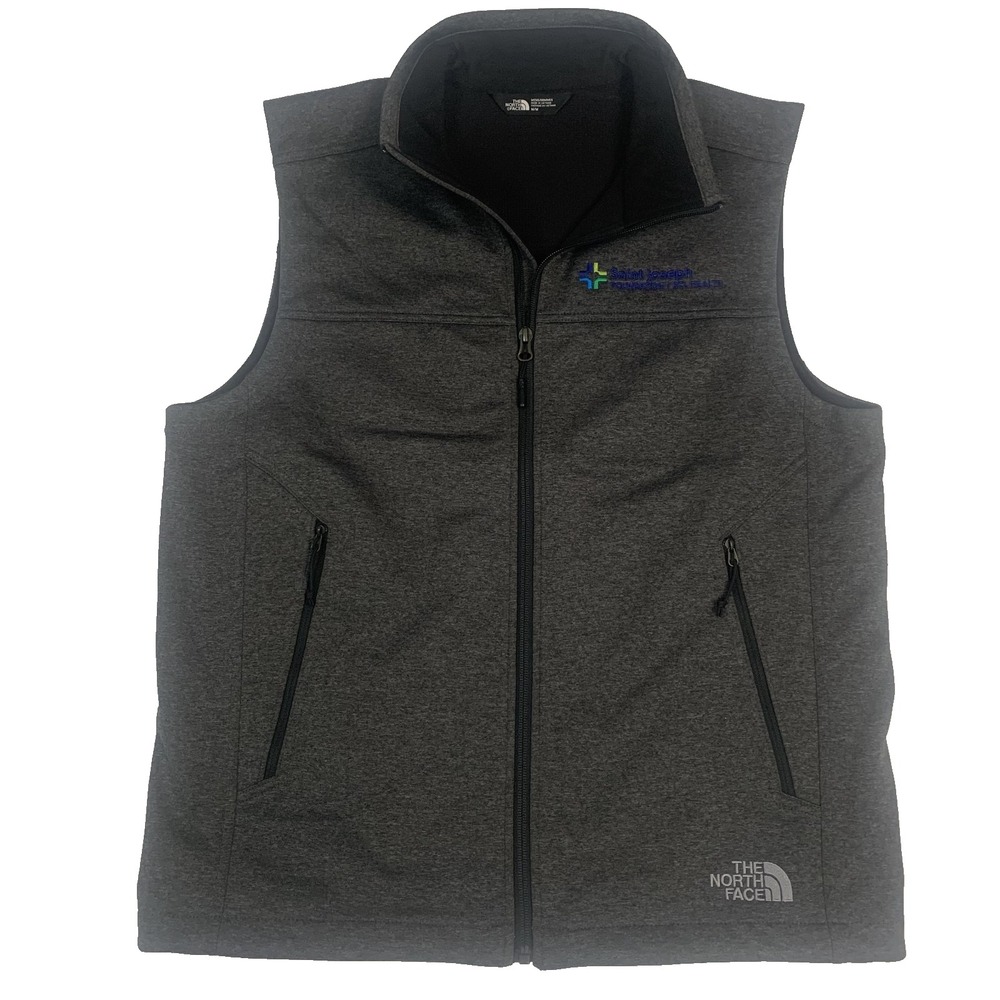 The North Face Mens M Gray Softshell Vest Full Zip Fleece Lined WindWall Logo